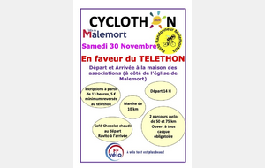 CYCLOTHON 2024 - MALEMORT - Samedi 30 Novembre 2024